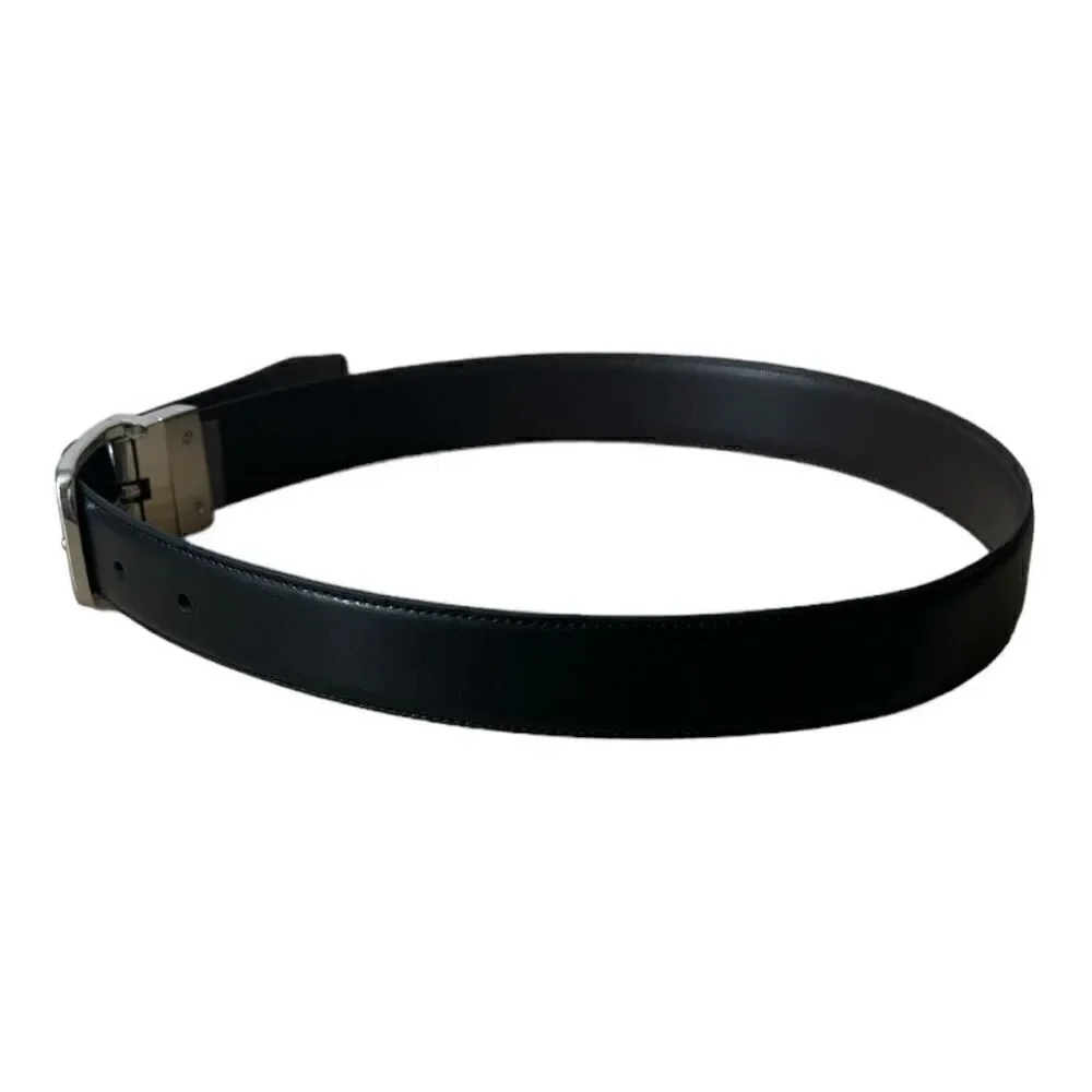 Perry Ellis Black Kids Belt Black Brown Reversible Brass Buckle 24/60 (29.7”)